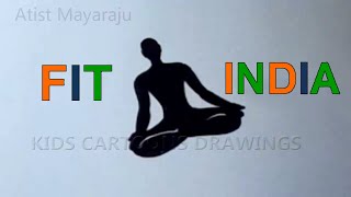 How to Draw Narendra Modi Fit India Movement poster Drawing / Fit India Campaign Poster Yoga screenshot 4