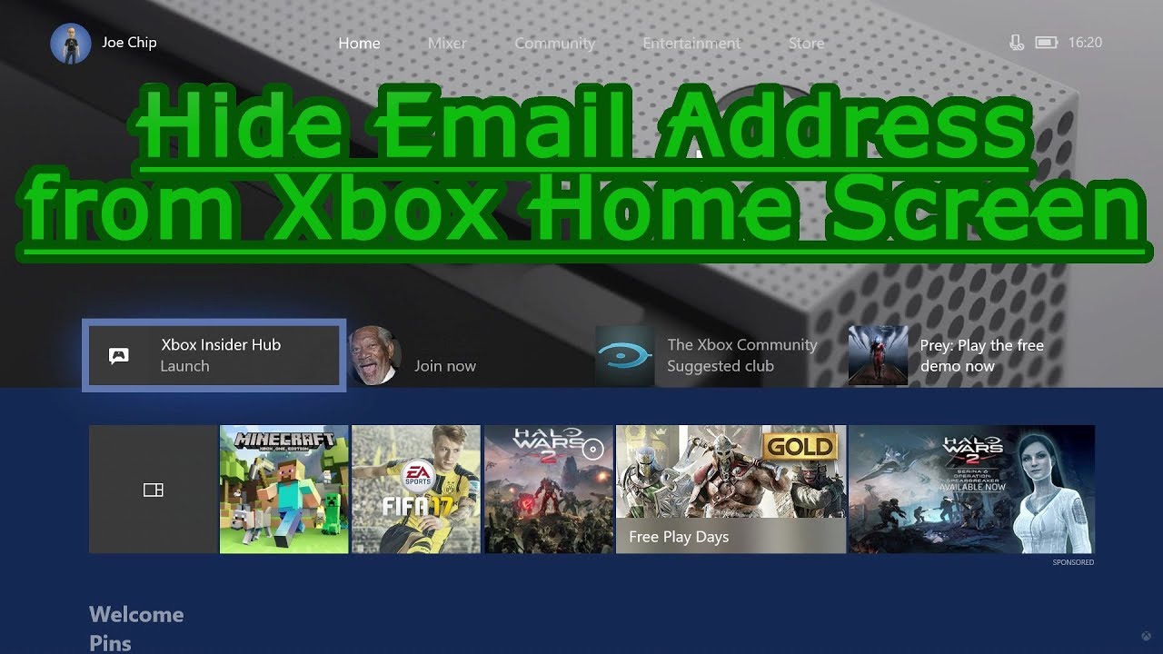 Hide Your Email Address on the Xbox One Home Screen YouTube