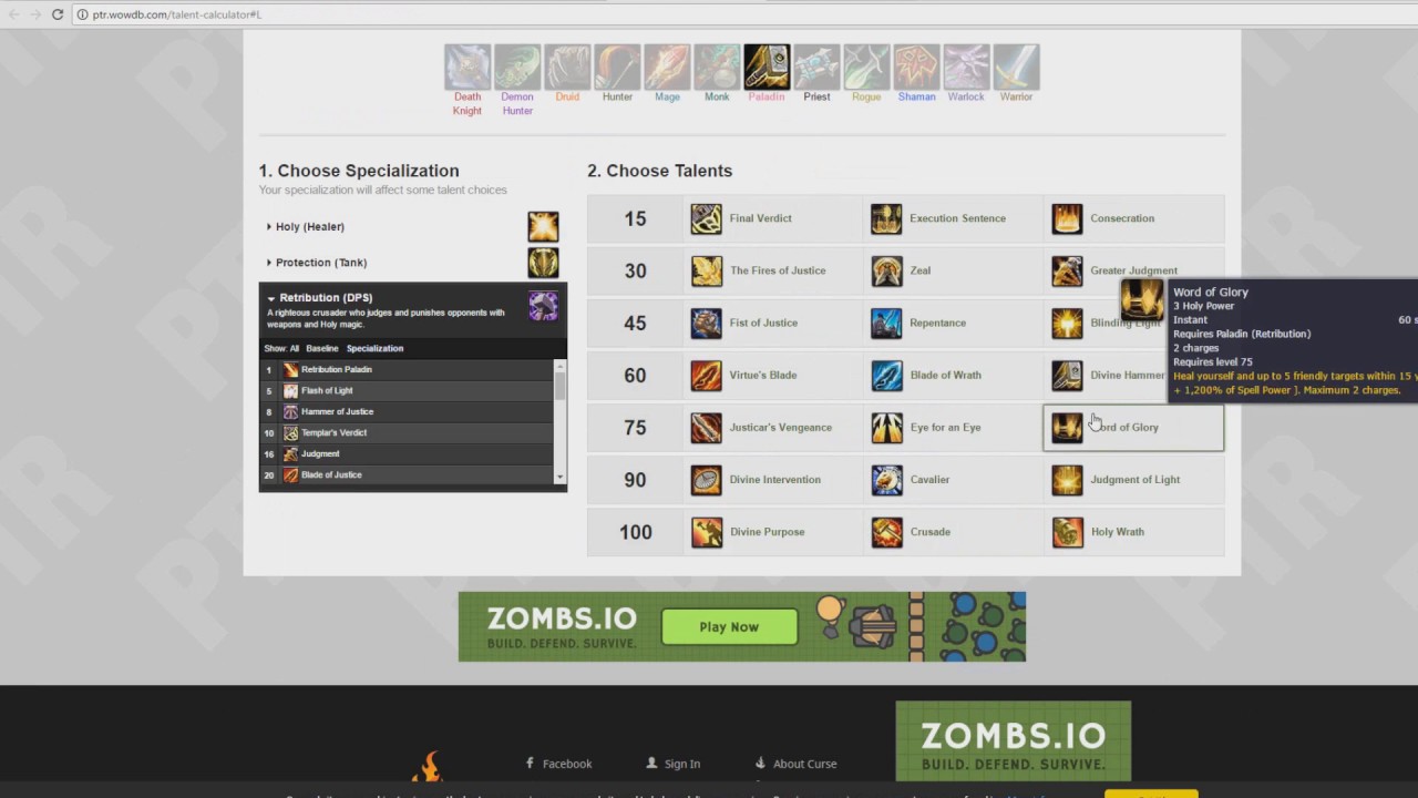 Wow Ret Paladin talent changes in 7.2.5