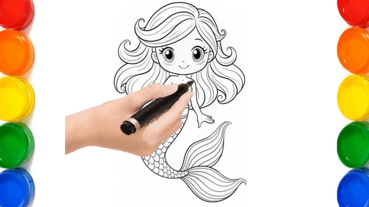 How to draw special Mermaid for kids* Beautiful Mermaid drawing ...