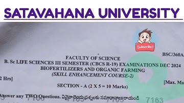 3rd Semester BSC Biofertilizers and organic farming December 2024 year paper Satavahana University