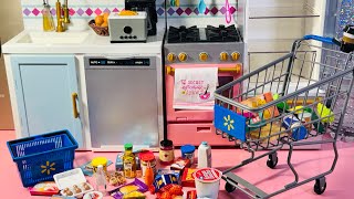 ASMR Organizing My Pink Kitchen💕 American Girl Doll With Mini Food | No Talking