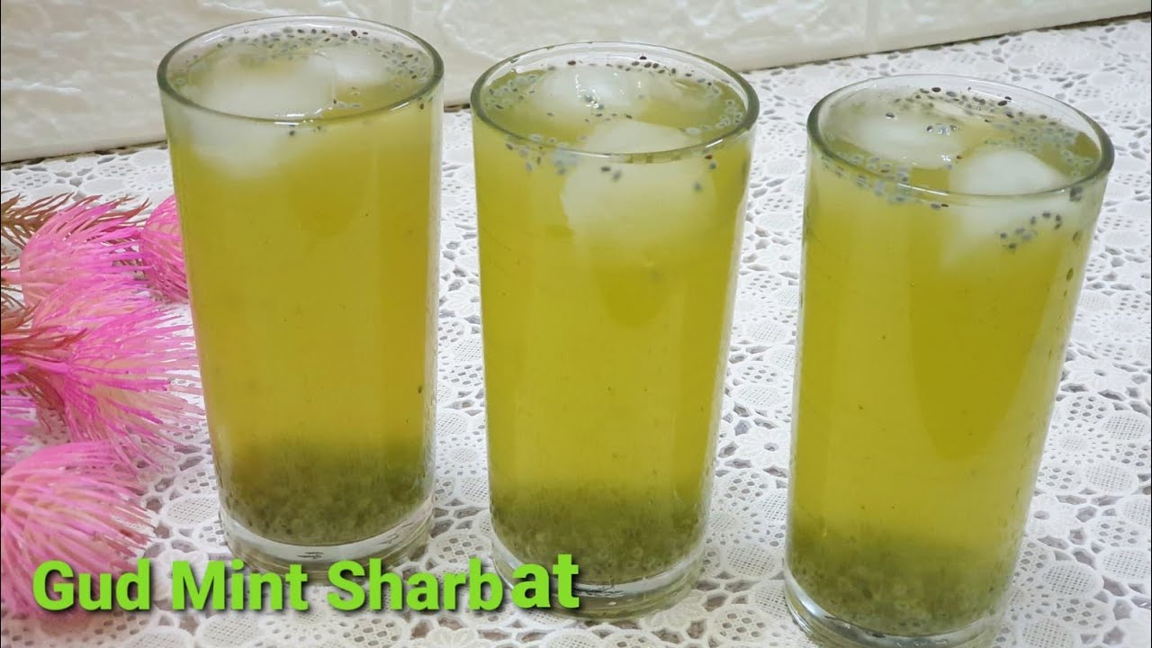 Gur mint sharbat Recipe Pudina gud ka sharbat Jaggery drink Lemon