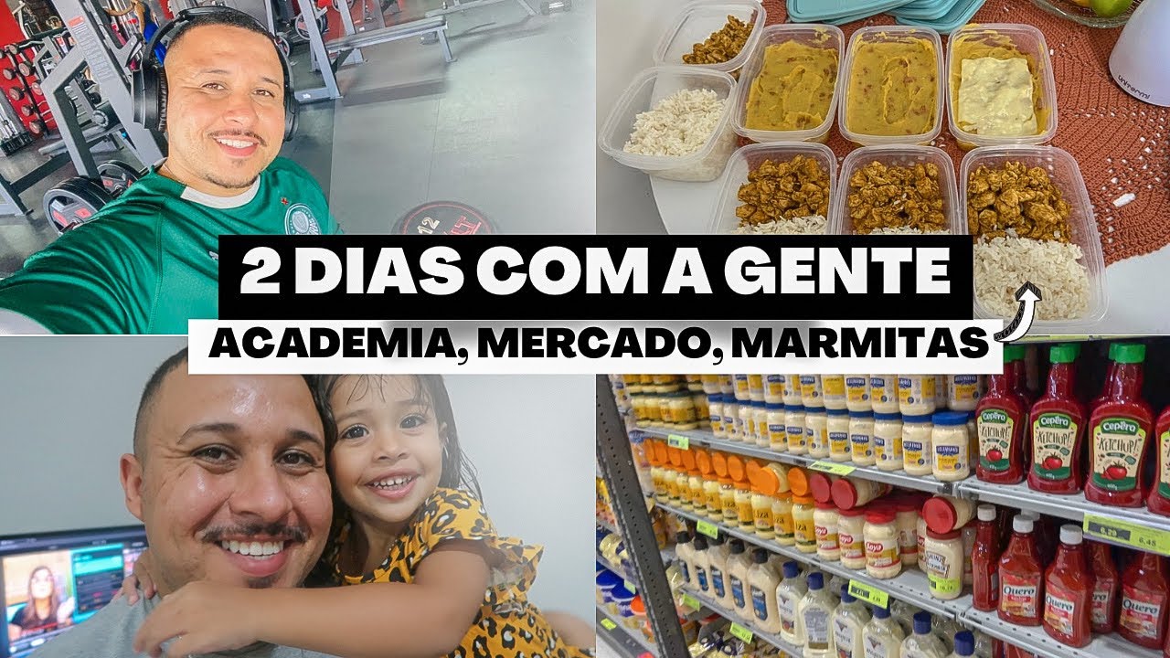 DIA DE BUSCAR A MANU | COMPRAS NO MERCADO, ACADEMIA + MARMITAS DA SEMANA | VLOGÃO - Jhow Silva