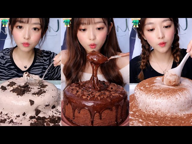  Eating Cream Lava cake ASMR |  chinese Mukbang Eating chocolate cake 