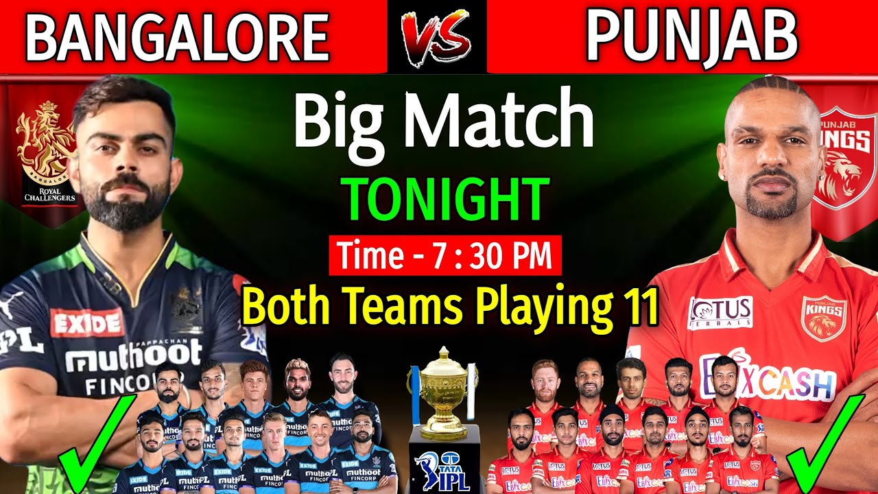 IPL 2022 Tonight - Royal Challengers Vs Punjab Kings playing 11 RCB Vs PBKS 2022 PBKS Vs RCB 