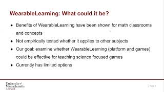 Science Learning Through Wearablelearning - Ersp National Conference 2022