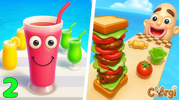 Juice Run VS Sandwich Runner - All Levels Satisfying Walkthrough Gameplay Part 2