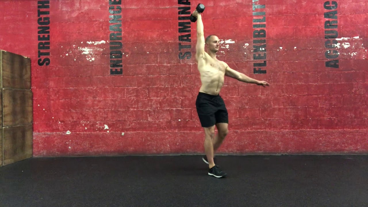 One arm overhead dumbbell alternating reverse lunge - YouTube