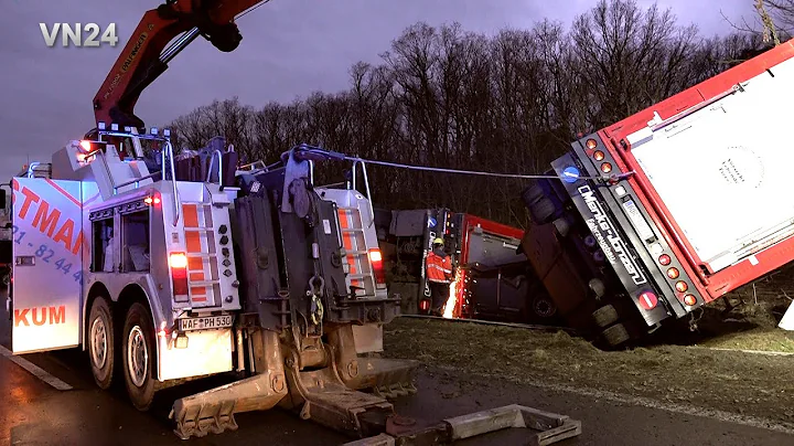 VN24 - Pig truck overturns on A2 freeway after crashing into crash barrier