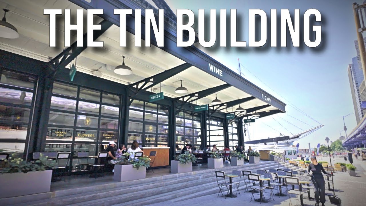 【4K】𝐖𝐀𝐋𝐊 🇺🇸 The Tin Building Market and Food Hall in the Financial District, New York City 🚕🗽🌭