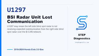 U1297: BSI Radar Unit Lost Communication | 2016-2024 Honda Civic 2.0 Gas
