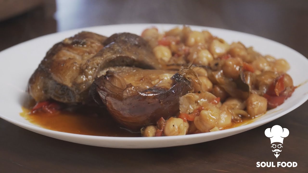 Προβατίνα με ρεβίθια στον ξυλόφουρνο