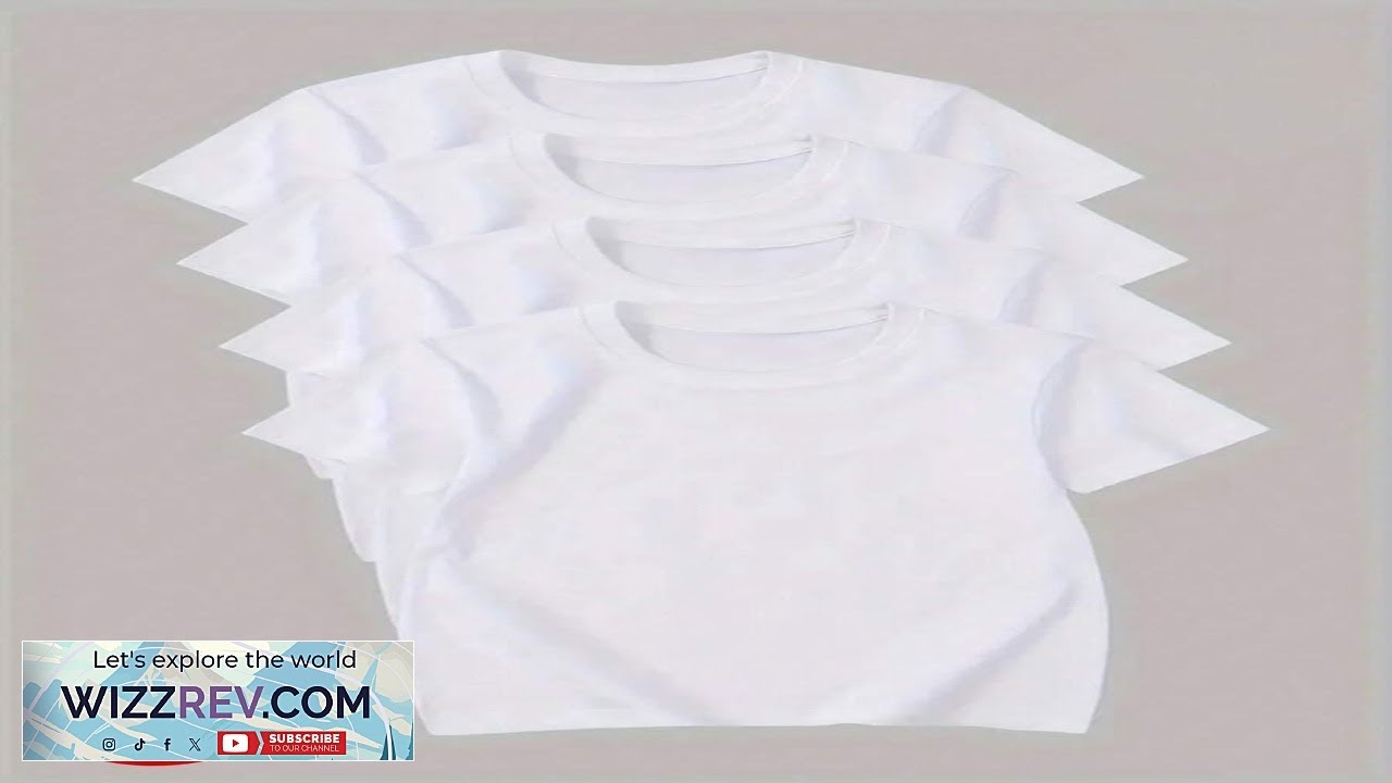 Four Piece Boys Children And Teen Solid Color White Round Neck Pullover Short Review