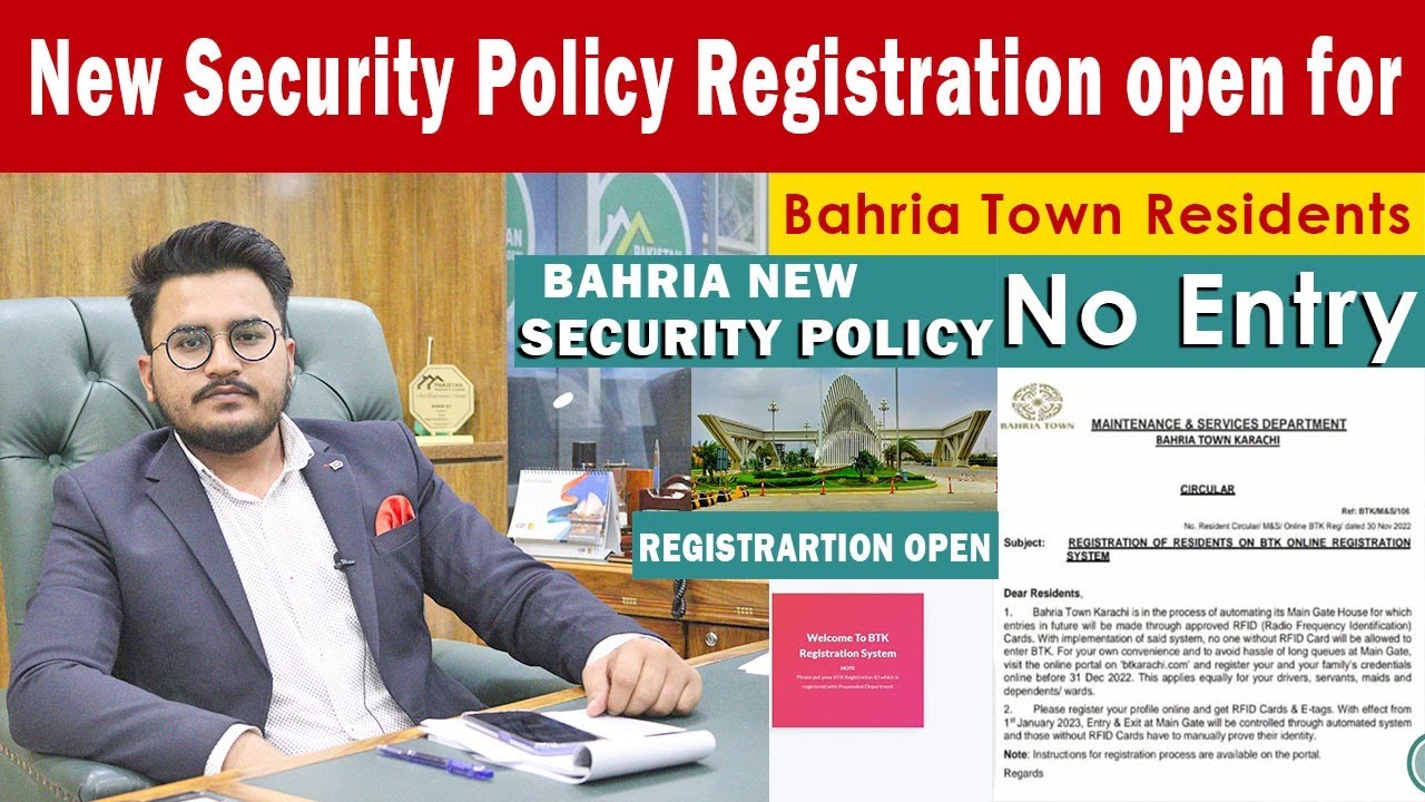 New Security Policy Registration open for Bahria Town Residents No Entry ⛔️