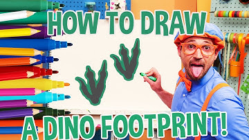 How to draw a DINOSAUR FOOTPRINT 🐾・Blippi! Fun To Draw | Kids Art