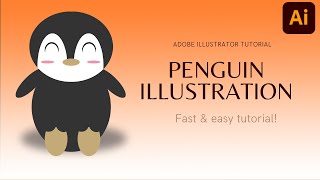 cute penguin illustration tutorial in Adobe illustrator