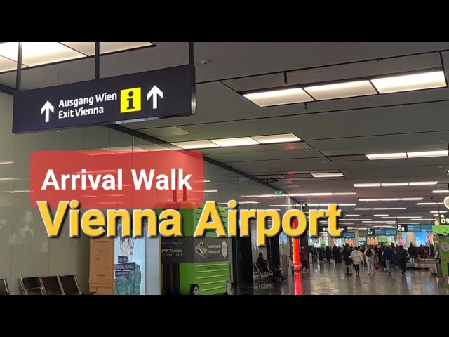 Arrival Walk Vienna Airport Austria | from Terminal 3 to Train Station class=