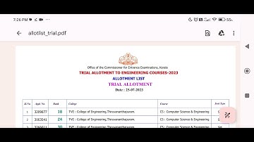 keam 2023 Engineering Trail Allotment published