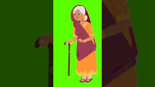 Old Woman Talking And Walking Cartoon Character Green Screen Video No Copyright