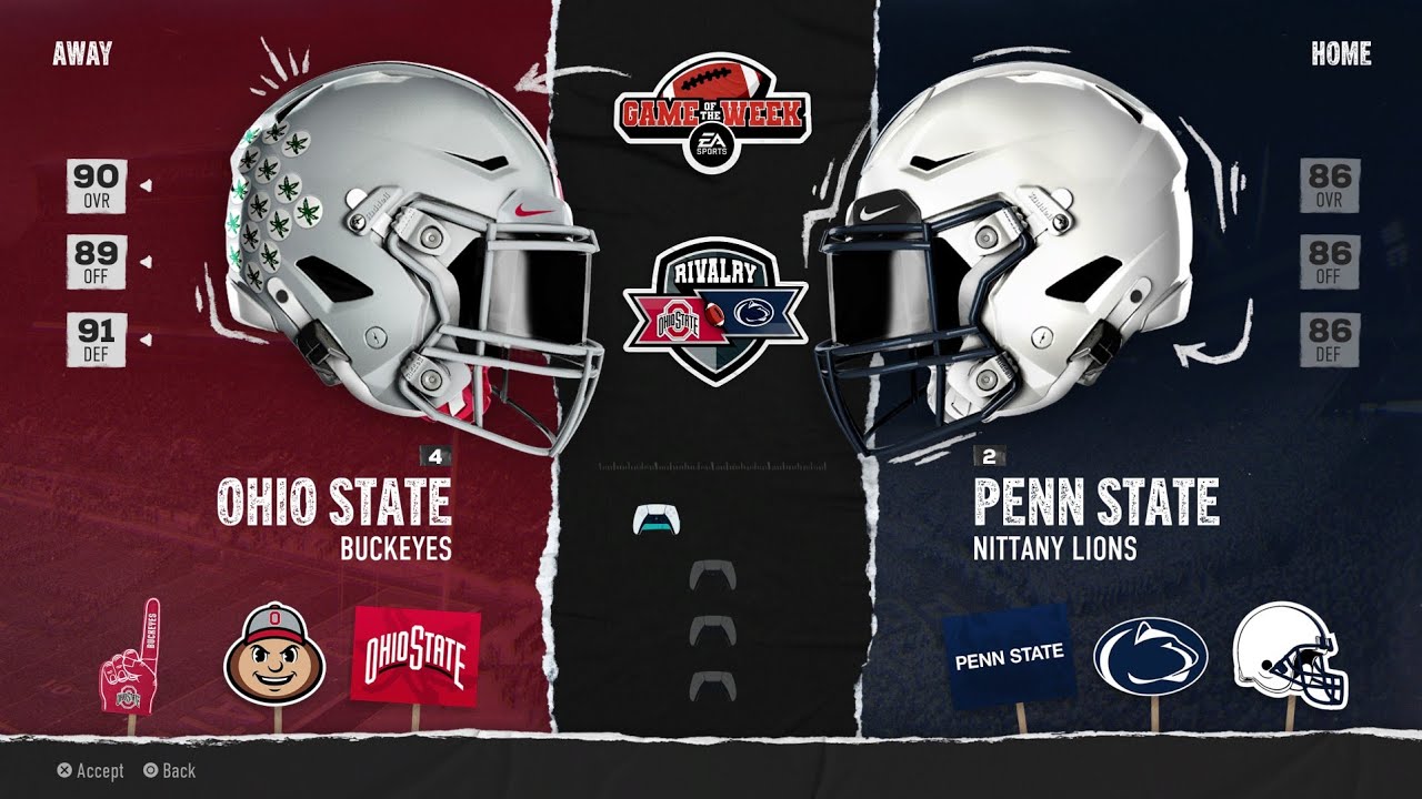 NCAA 25 College Football Ohio State VS Penn State Week 10 Simulation ...