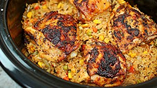 Chicken and Rice Crock Pot Recipe (+Video)