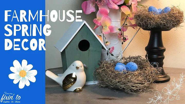 Farmhouse Spring Decor | Bird Nest with Robin Eggs