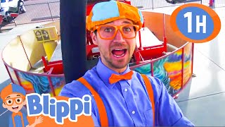 blippi goes on a crazy ride at the amusement park 1 hour of blippi toys