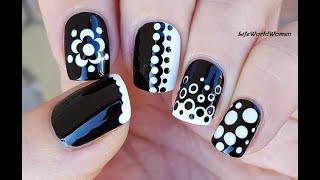 5 Easy BLACK & WHITE DOTTING TOOL NAIL ART Designs