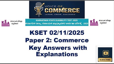 KSET 2025 Commerce KEY Answers with explanations