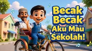 Becak Becak Aku Mau Sekolah 🚲 | Lagu Anak Indonesia Ceria & Edukatif 🎶