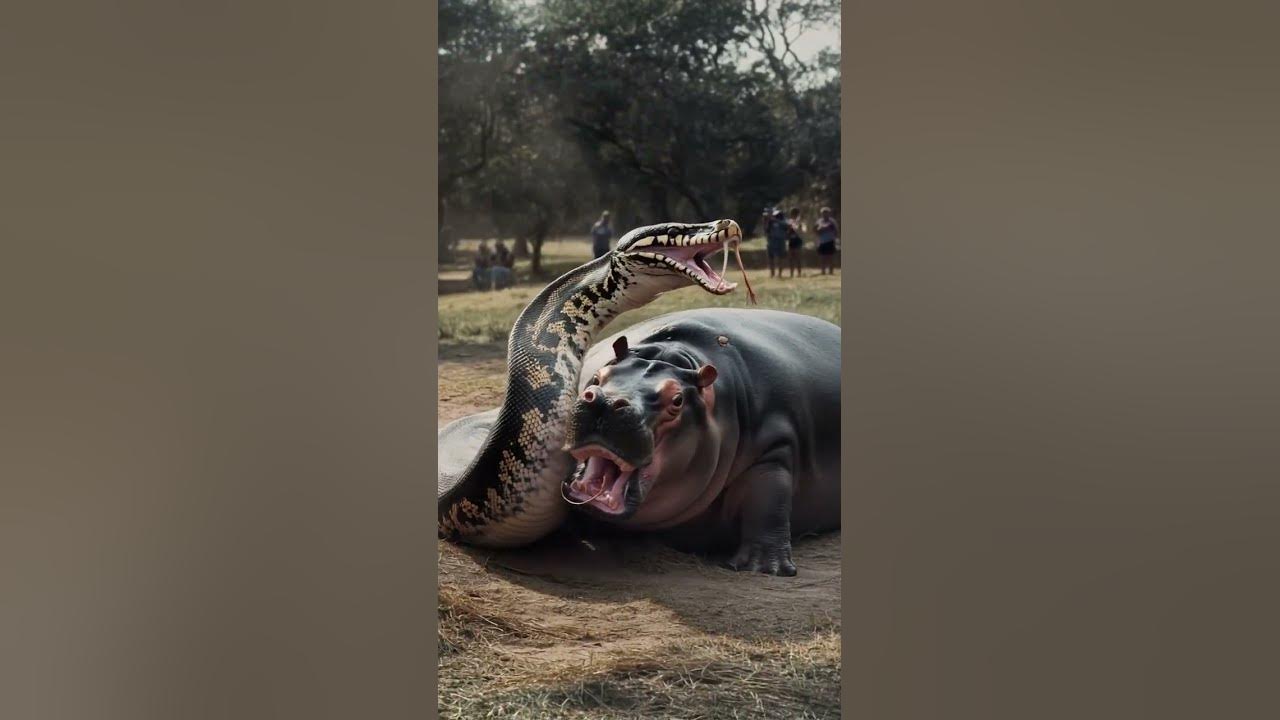Massive Python vs Mighty Hippo! Who Will Win #shorts - YouTube