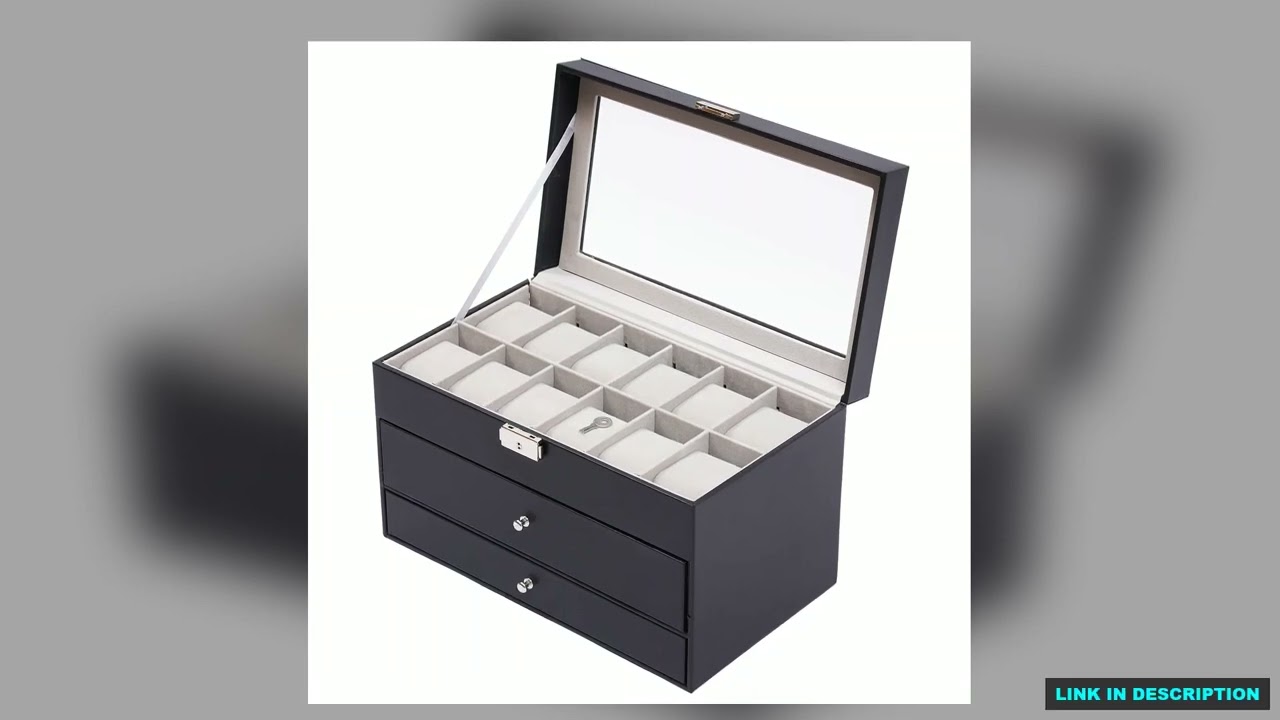 12 Compartments Watch Storage Display BoxGlasses Case Jewelry Box Organizer Watch Showcase Soft PU