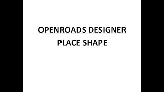 ORD - MicroStation - 4.7 - Place Shape