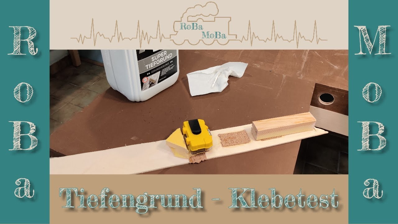 Klebetest Tiefgrund - XPS, Kork & Gleise