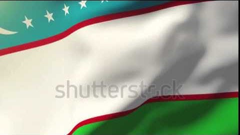 Uzbekistan flag waving in the wind. Looping sun rises style. Animation loop Stock video by