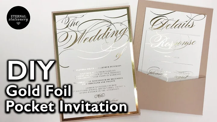 Make your own Gold Foil Pocket Invitation | Wedding Invitation DIY | How to Gold Foil Invitations
