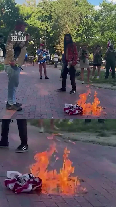 American flag burned in front of White House on same day as Trump executive order