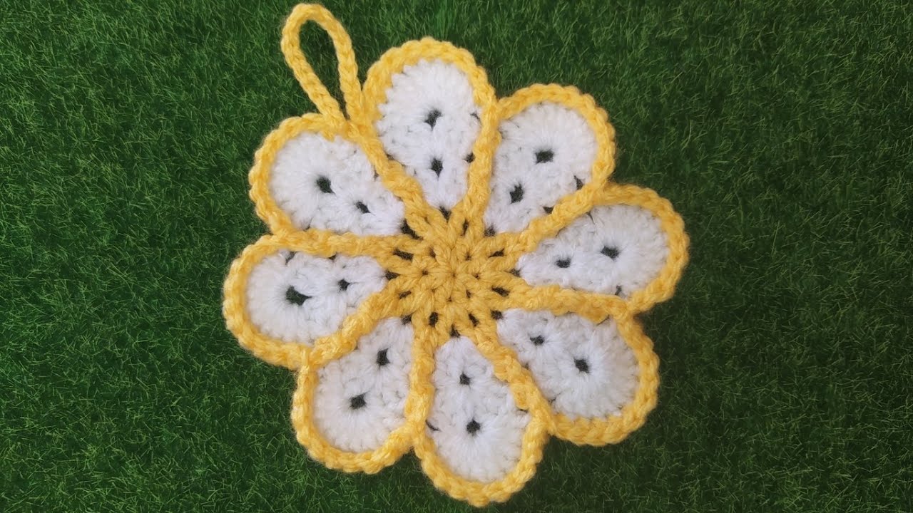Presina Margherita Uncinetto Tutorial 🌼💛 Potholder Crochet 💛 Agarradera Crochet  💛🤍