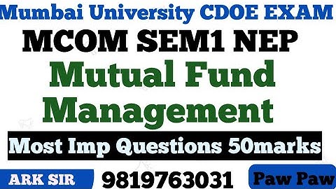 Mutual Fund Management&Wealth Management| Mcom sem1Nep|Most Imp Question|University Solution|Arksir