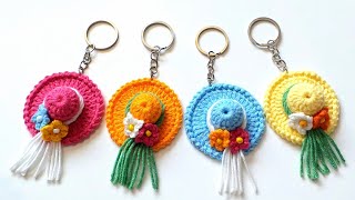 👉SUBTİTLED❗HEM GÖSTERİŞLİ  HEM KOLAY ŞAPKALI  ANAHTARLIK YAPIMI /CROCHET KEYCHAİN