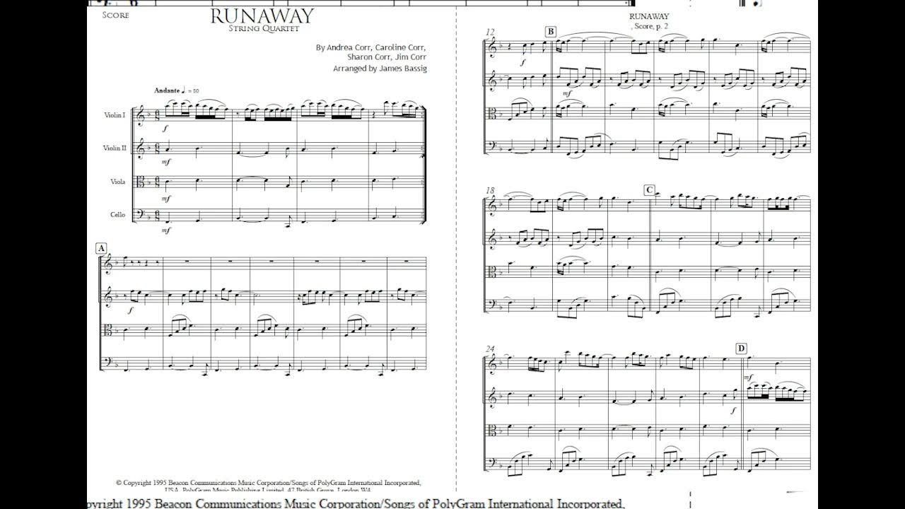 Runaway (String Quartet) - The Corrs Runaway (String Quartet) - The Corrs