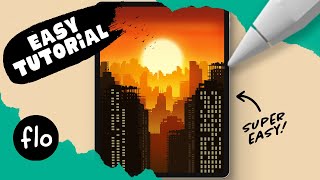 You Can Draw This SUNSET CITY SKYLINE in PROCREATE  Plus FREE Procreate Brushes