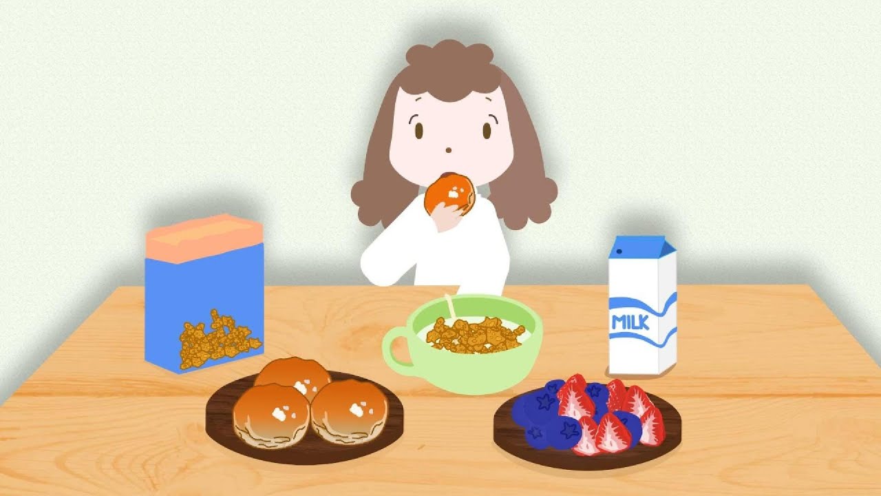 ASMR Morning Routine Animation dog, breakfast with bread yogurt and ...