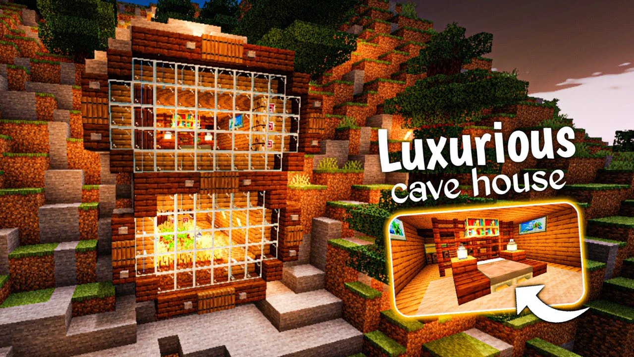 The MOST Luxurious Cave House in Minecraft ! Tutorial - YouTube