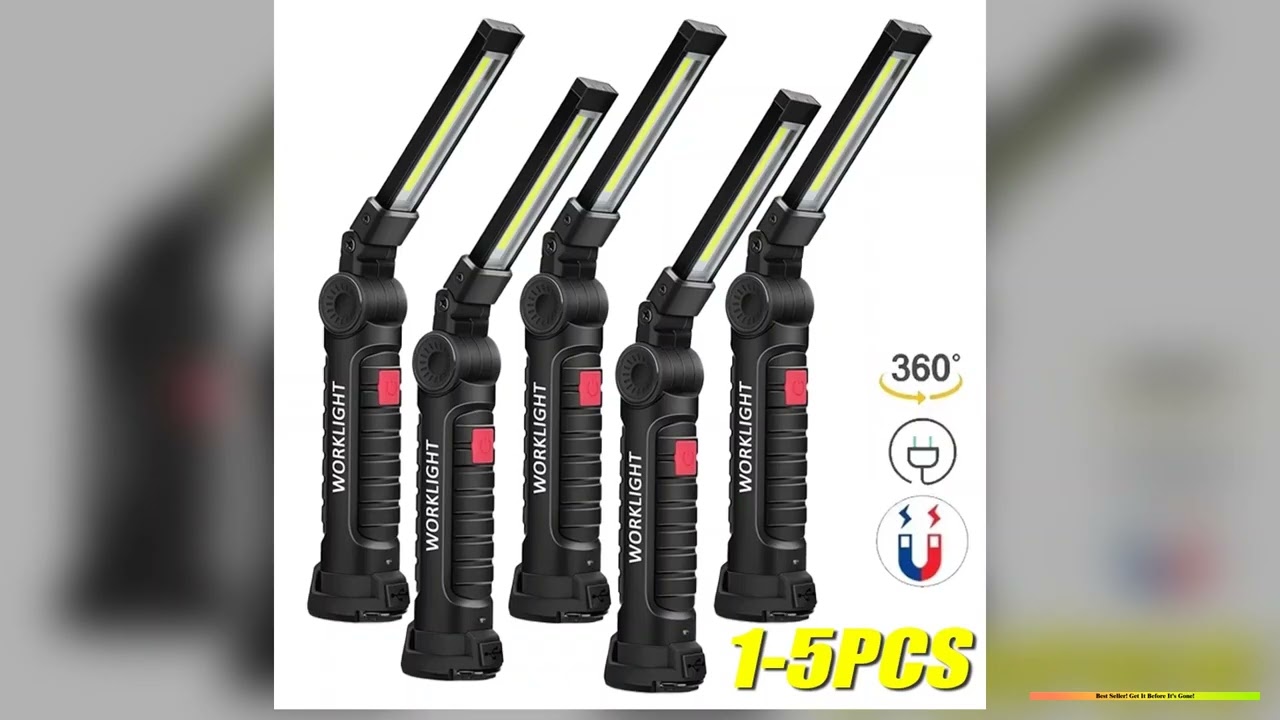 Multifunctional Folding Work Light Portable Camping Light USB Rechargeable Flashlight With Builtin