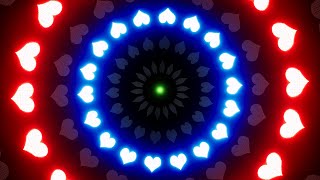 Glowing Red and Blue and Green Color Heart Shaped Lights Background Loop