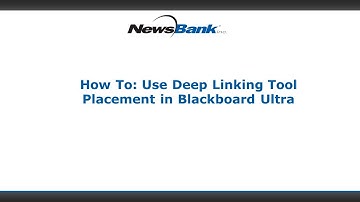 How To Use Deep Linking Tool placement in Blackboard Ultra