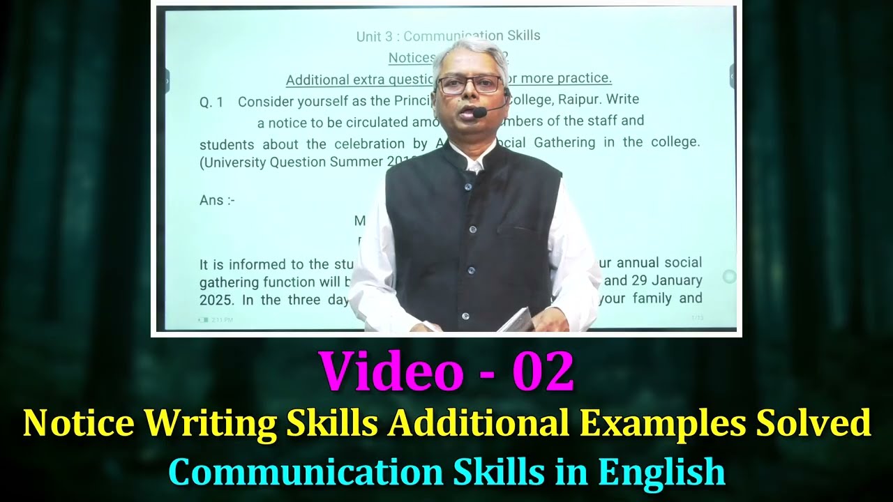 Notice Writing skills 7 Examples solved for practice additional extra Ques Ans explained in Marathi 