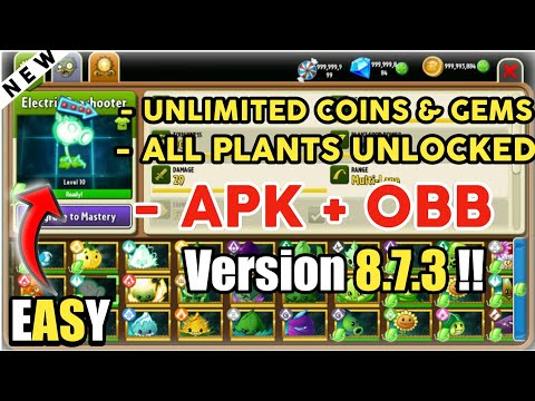 Plants vs. Zombies 2 v.8.7.2 Apk + Obb  Mod Unlimited Coin Gem Unlocked  All Plants Max Level